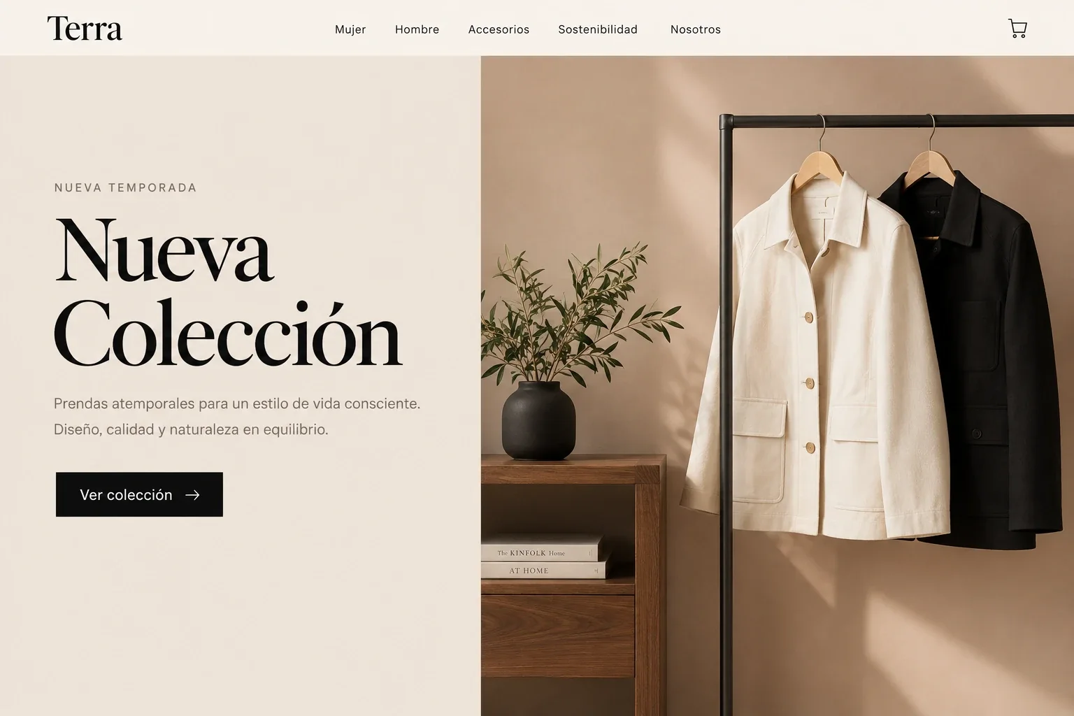 Tienda en línea de ropa con el titular Nueva Colección